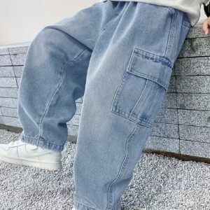 Boys' Wide-Leg Washed Denim Trousers