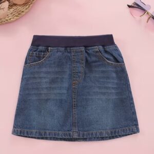 Girls' Ribbed Denim Elastic Waist Skort