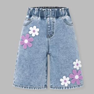 Girls' Embroidered Denim Shorts