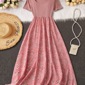 Women's Floral Patchwork Fit & Flare Dress