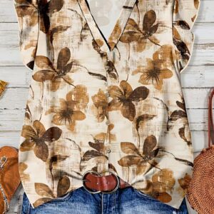 Women's Floral V-Neck Blouse
