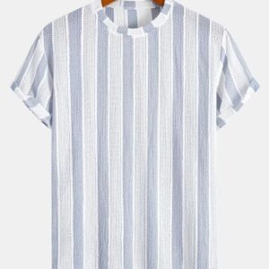 Men's Jacquard Stripe Crew Neck T-Shirt
